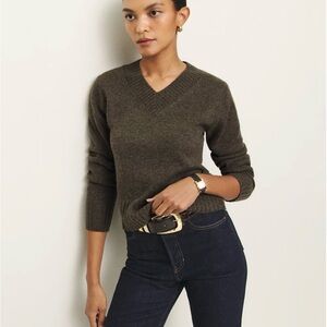 Brown Reformation V-Neck Sweater